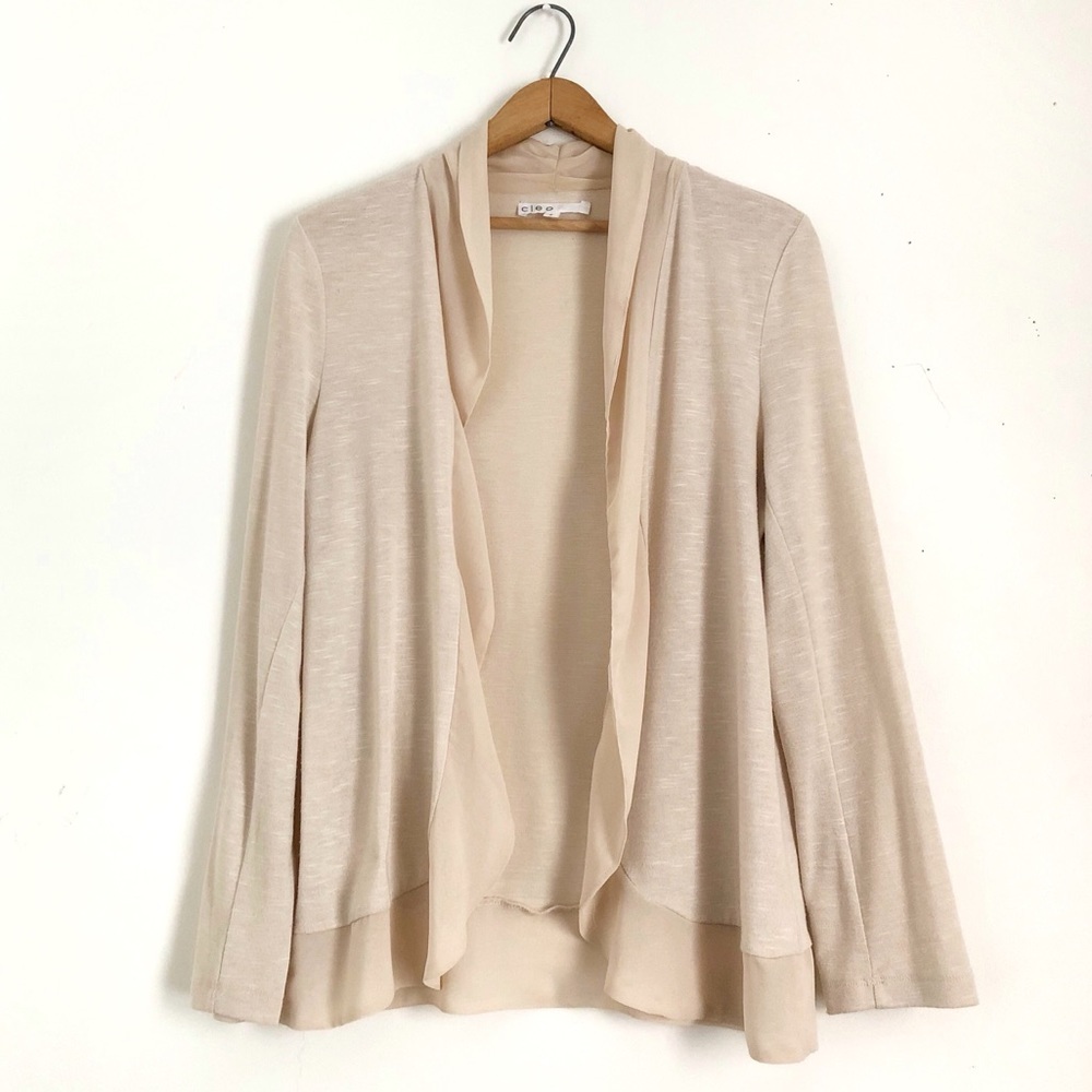 Cleo Slub Knit Open Front Pink Neutral Cardigan